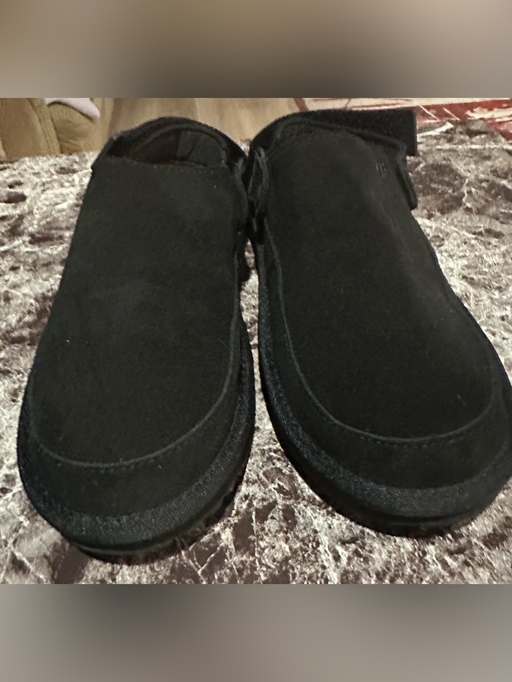 UGG Kids Black Slip-On Moccasin Slippers